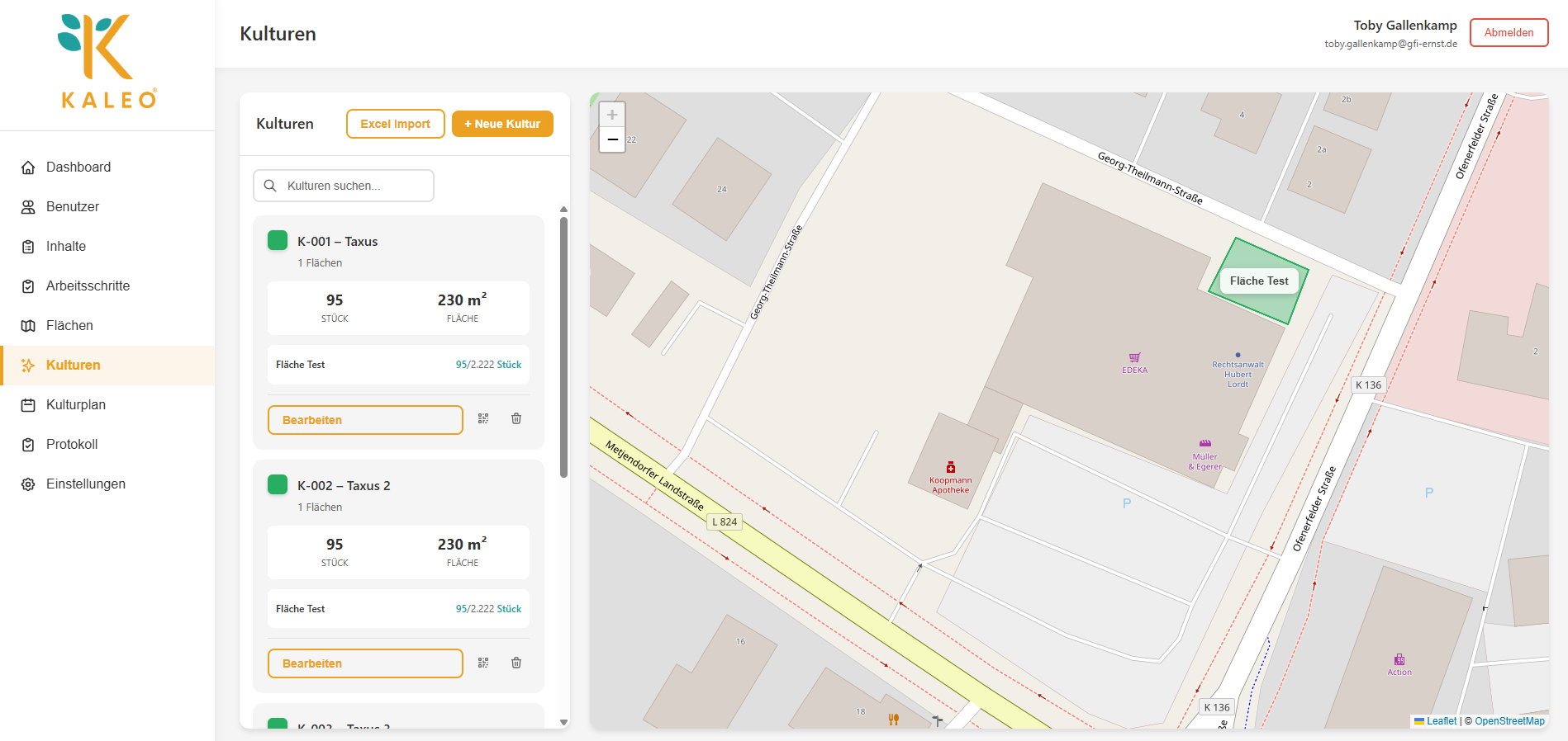 KALEO Webportal Verwaltung - Baumschule Software